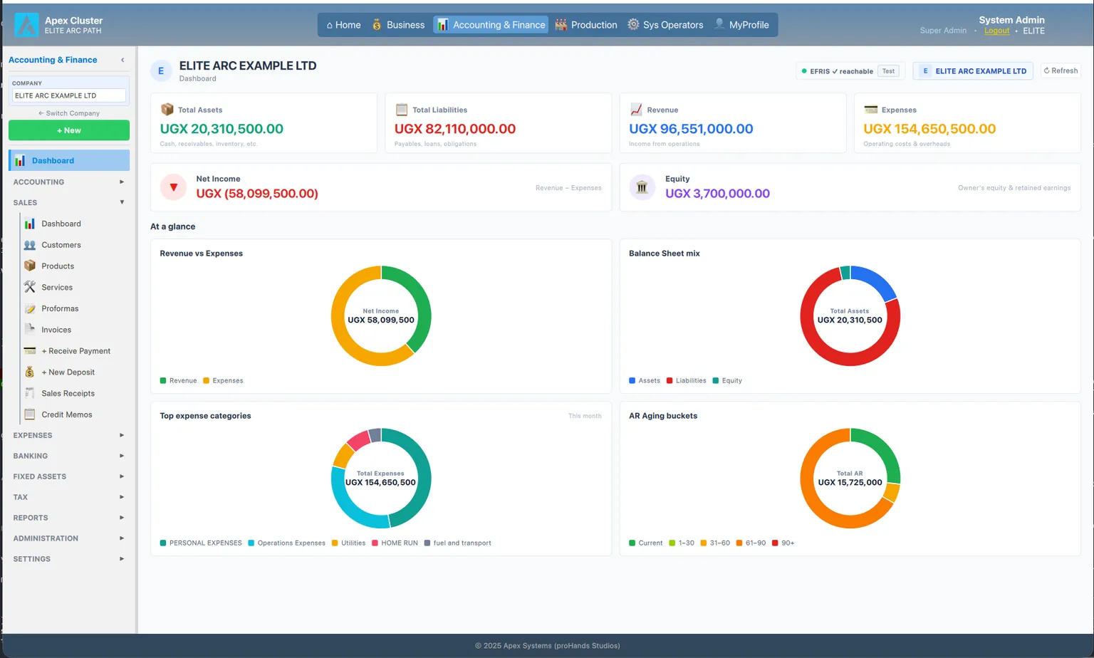 APEX Accounting & Finance dashboard